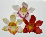 Заколка Орхидея new белая с оранжевым.